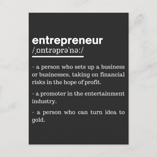Entrepreneur Definition funny Business Owner Gift Helg Vykort (Framsida)