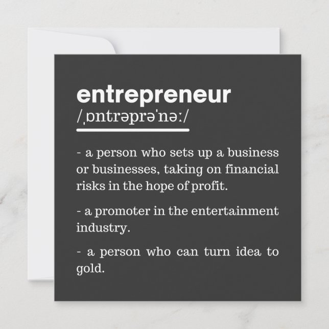 Entrepreneur Definition funny Business Owner Gift Inbjudningar (Framsida)