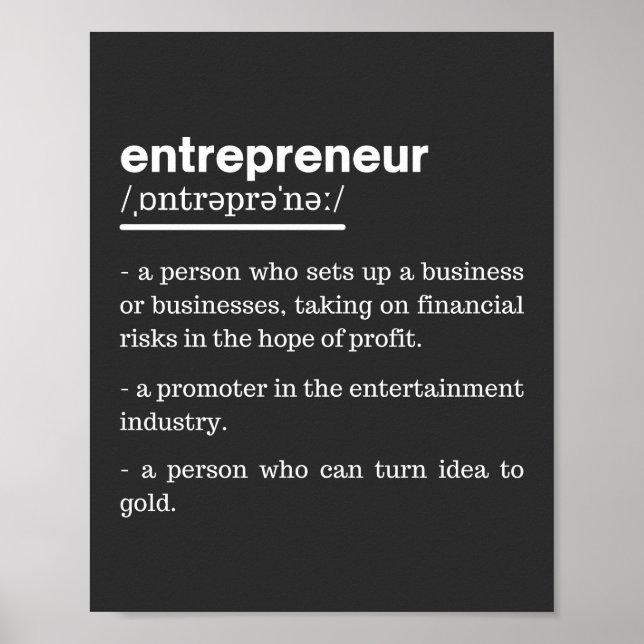 Entrepreneur Definition funny Business Owner Gift Poster (Framsidan)