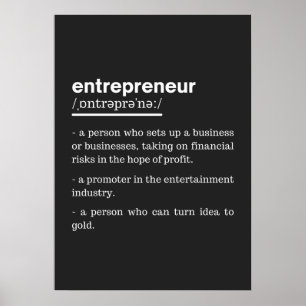 Entrepreneur Definition funny Business Owner Gift Poster