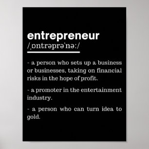 Entrepreneur Definition funny Business Owner Gift Poster