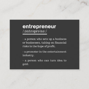 Entrepreneur Definition funny Business Owner Gift Visitkort