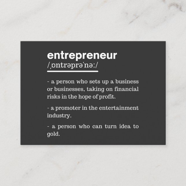 Entrepreneur Definition funny Business Owner Gift Visitkort (Framsida)
