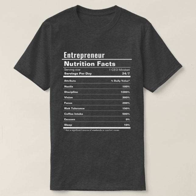 Entrepreneur Funny Hustle Nutrition Facts T Shirt (Design framsida)