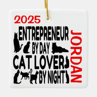 Entrepreneur Kärlek Cats ANPASSNINGSBAR Julgransprydnad Keramik