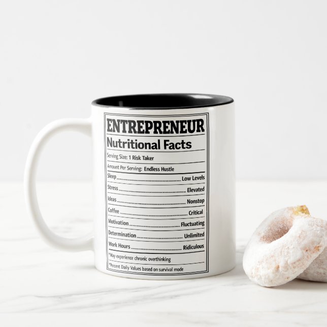Entrepreneur Nutritional Facts Funny Business Två-Tonad Mugg (Med munk)