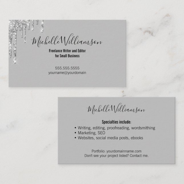 Entrepreneur Small Business Owner Freelance Silver Visitkort (Fram/baksida)
