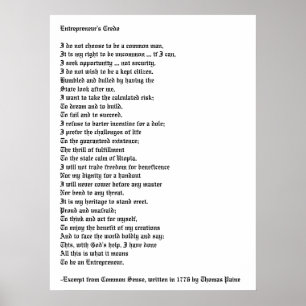 Entrepreneurs kredo poster