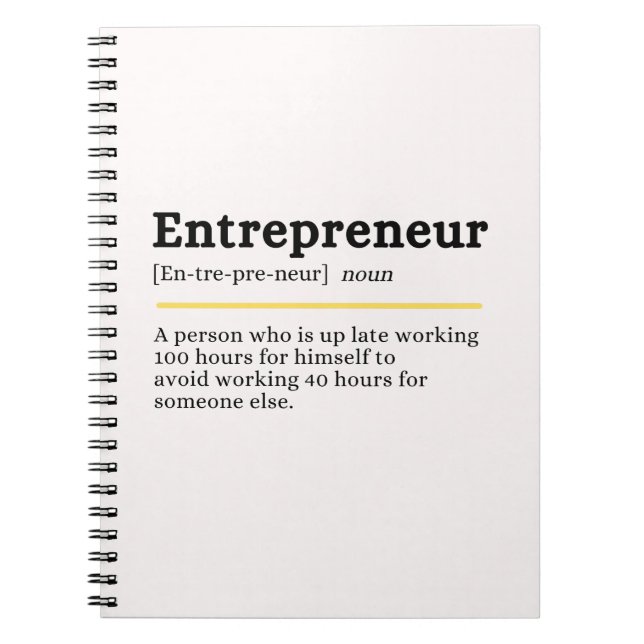 Entreprenör Substantiv Definition Motiverande Affä Anteckningsbok (Framsidan)