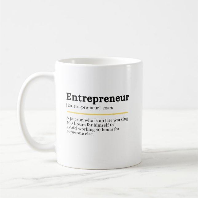 Entreprenör Substantiv Definition Motiverande Före Kaffemugg (Vänster)