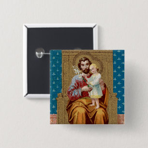 Entronad St Joseph med Småbarn Kristus Child Knapp