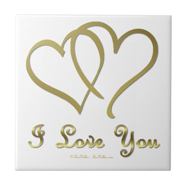 Entwined Gold Hearts jag älskar dig Kakelplatta (Framsidan)