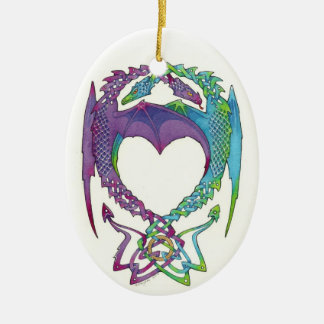 Entwined oval keramisk prydnad för förälskade julgransprydnad keramik