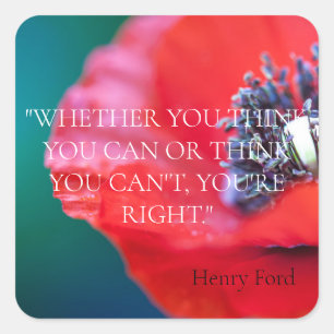 ENVELOPE SEAL: HENRY FORD INSPIRATIONAL QUOTE FYRKANTIGT KLISTERMÄRKE