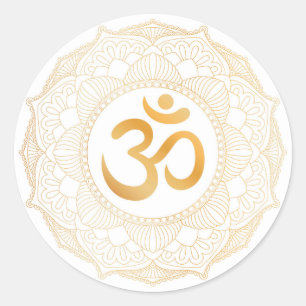 ENVELOPE SEAL STICKER: GULD MANDALA & OHM RUNT KLISTERMÄRKE