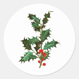 ENVELOPE SEAL STICKER : VINTAGE CHRISTMAS HOLLY RUNT KLISTERMÄRKE
