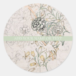 ENVELOPE SEAL STICKER : WILLIAM MORRIS : TECKNING RUNT KLISTERMÄRKE