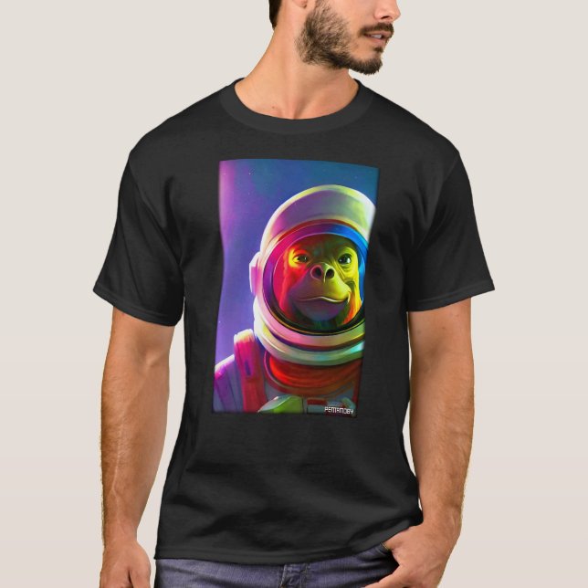 Enverse galaxy vid apa Astronaut Space Universe Ga T Shirt (Framsida)