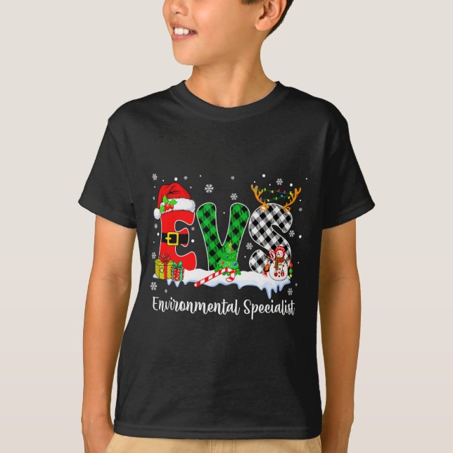 Environmental Specialist Christmas Lights Red Plai T Shirt (Framsida)