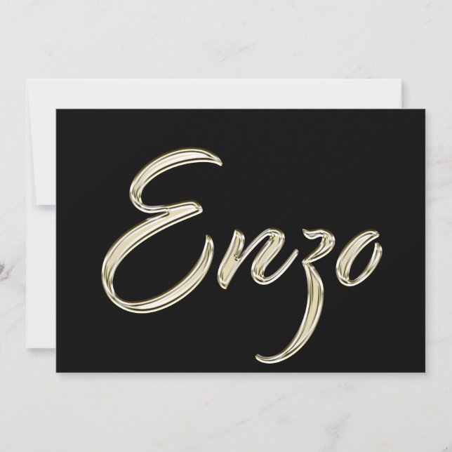 Enzo Name white gold Handwriting Karte Kort (Framsida)