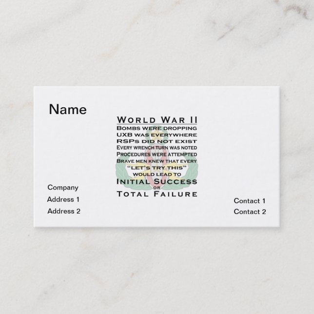 EOD ledar- WWII Visitkort (Framsida)