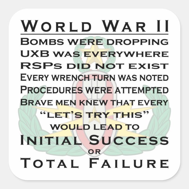 EOD Master WWII Fyrkantigt Klistermärke (Framsida)