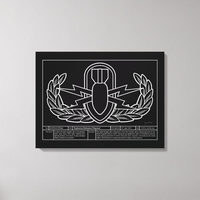EOD Technical Teckning, vit Canvastryck (Framsida)