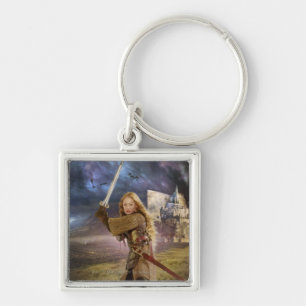 Eowyn Raises Sword Fyrkantig Silverfärgad Nyckelring