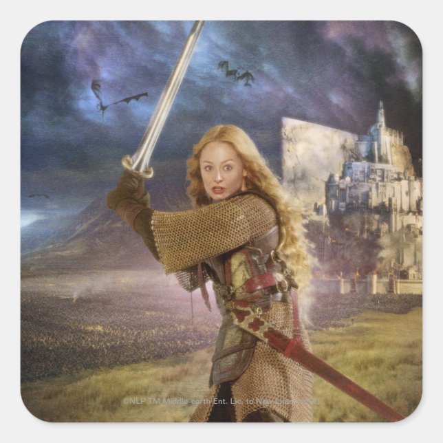 Eowyn Raises Sword Fyrkantigt Klistermärke (Framsida)