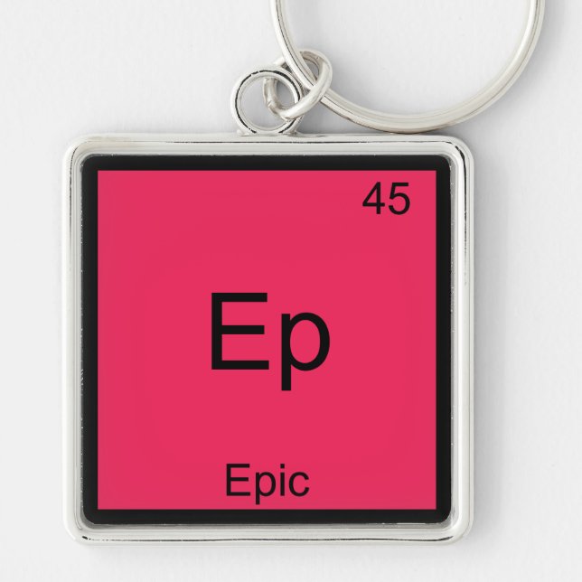 Ep - Episk Rollig Kemielement Symbol T-Shirt Fyrkantig Silverfärgad Nyckelring (Framsidan)