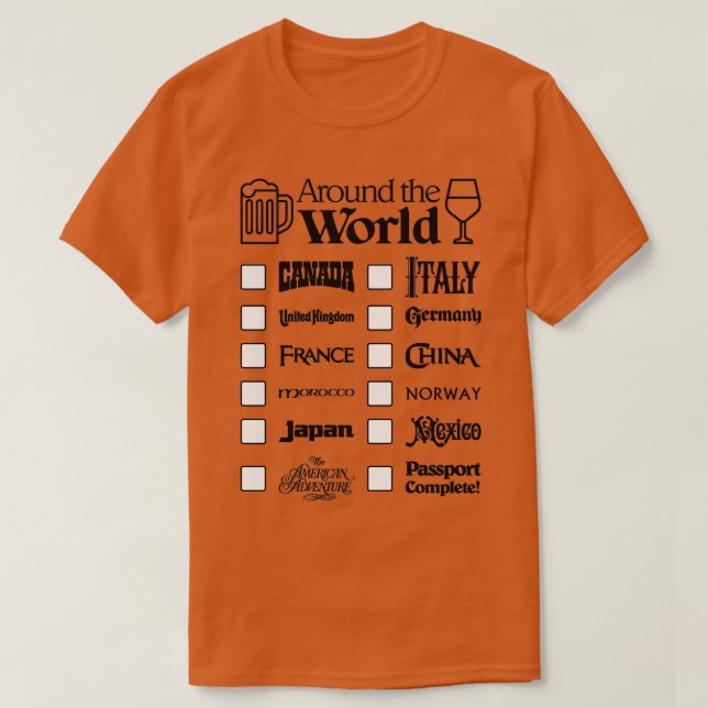 Epcot Drink Värld runt Black Text Kanada Fir T Shirt (Design framsida)