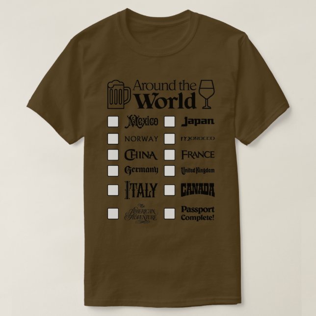 Epcot Drink Värld runt Black Text Mexico Fir T Shirt (Design framsida)