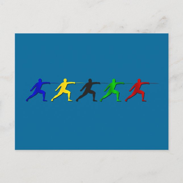 Epee Fencers Fencers Manar Idrottsman Womens Sport Vykort (Framsida)