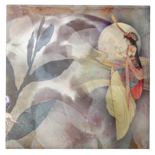 Ephemera Decoupage Vintage Fairy Kakelplatta