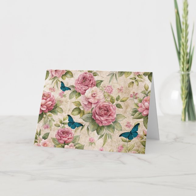 Ephemera Inspired Blommigts & Butterflies Card Helgkort (Framsida)