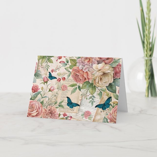 Ephemera Inspired Blommigts & Butterflies Card Helgkort (Framsida)