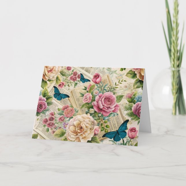 Ephemera Inspired Blommigts & Butterflies Card Helgkort (Framsida)