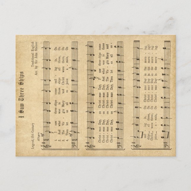 Ephemera "Jag såg tre Fraktaser" jul Sång Helg Vykort (Framsida)