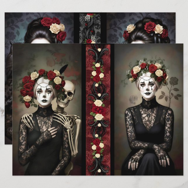 Ephemera Sheet Gothic Rose Queen  (Fram/baksida)