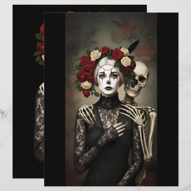 Ephemera Sheet Gothic Rose Queen (Fram/baksida)