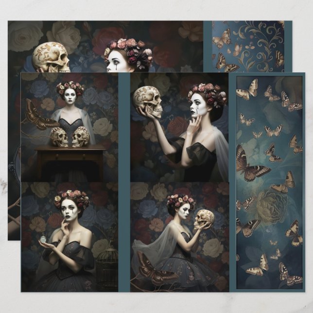 Ephemera Sheet Gothic Rose Queen  (Fram/baksida)