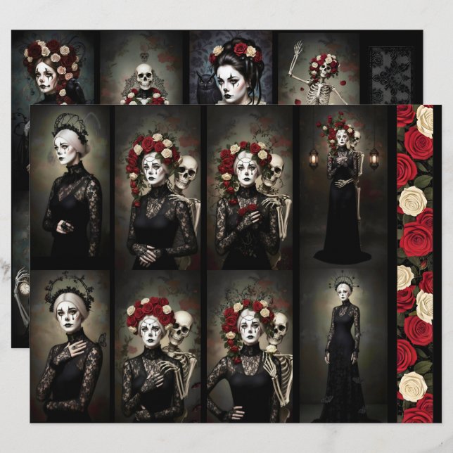 Ephemera Sheet Gothic Rose Queen  (Fram/baksida)