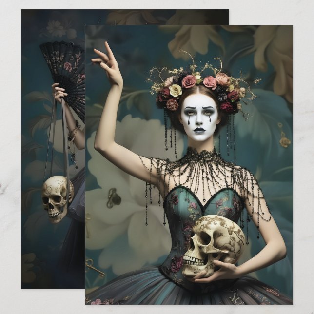 Ephemera Sheet - Vintage Gothic Style Inbjudningar (Fram/baksida)