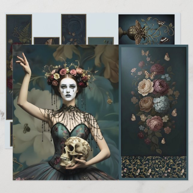 Ephemera Sheet Vitnage Gothic Style (Fram/baksida)