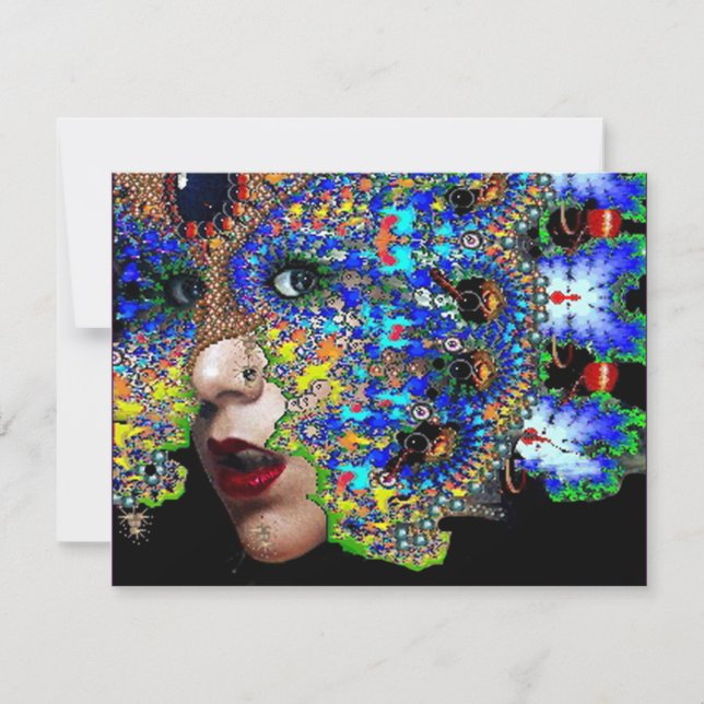 EPHEMERAL halloween maskerad boll, blå mask Meddelande (Framsida)