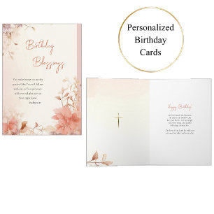 Ephemeral Mörk Peach Flowers Orthodox Birthday Kort