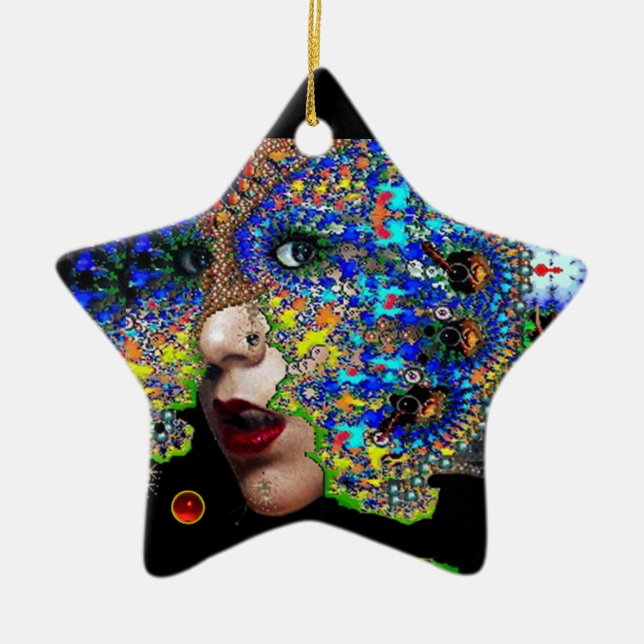 EPHEMERAL, Red Ruby, Blue Sapphire Star Julgransprydnad Keramik (Framsidan)