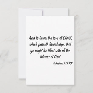 Ephesian 3:19 KJV Bible Scripture Hälsning Kort