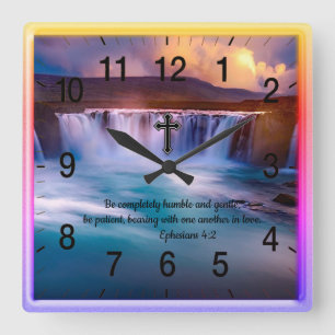 Ephesian 4:2 Christian Faith prayer Fyrkantig Klocka
