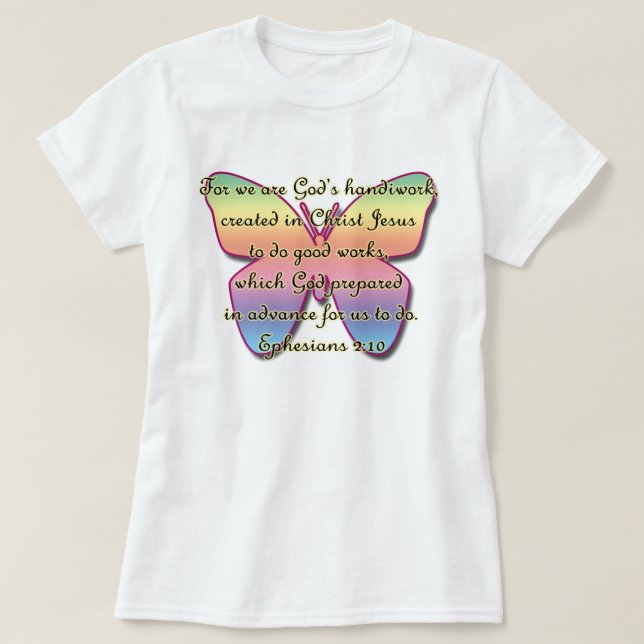 Ephesians 2:10, bibelVersefjäril Tee (Design framsida)